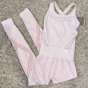 NUX Pink Cut Out Compression Jumpsuit Firm Support